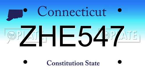 ZHE547 Connecticut License Plate