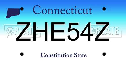 ZHE54Z Connecticut License Plate