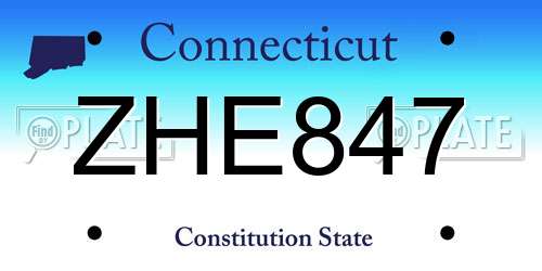 ZHE847 Connecticut License Plate