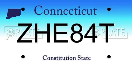 ZHE84T Connecticut License Plate