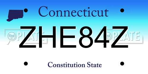 ZHE84Z Connecticut License Plate