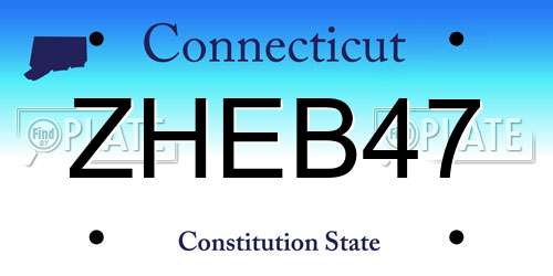 ZHEB47 Connecticut License Plate