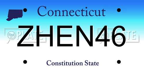ZHEN46 Connecticut License Plate