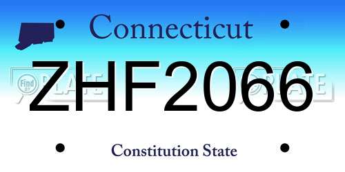 ZHF2066 Connecticut License Plate