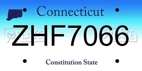 ZHF7066 Connecticut License Plate