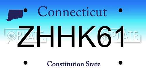 ZHHK61 Connecticut License Plate