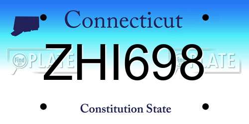 ZHI698 Connecticut License Plate