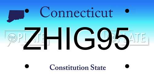 ZHIG95 Connecticut License Plate