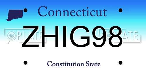 ZHIG98 Connecticut License Plate