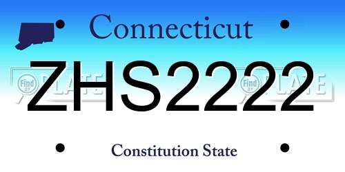 ZHS2222 Connecticut License Plate