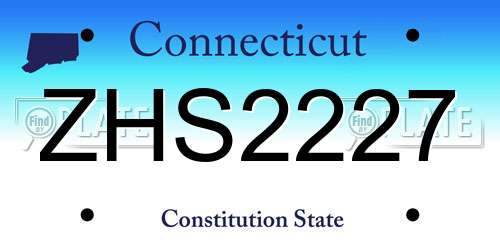 ZHS2227 Connecticut License Plate