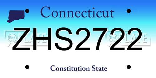 ZHS2722 Connecticut License Plate
