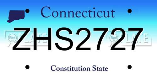 ZHS2727 Connecticut License Plate