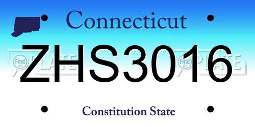 ZHS3016 Connecticut License Plate