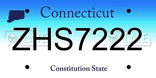 ZHS7222 Connecticut License Plate
