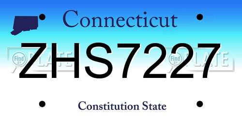 ZHS7227 Connecticut License Plate