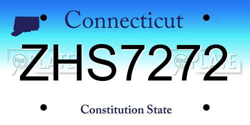 ZHS7272 Connecticut License Plate