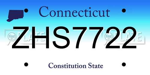 ZHS7722 Connecticut License Plate