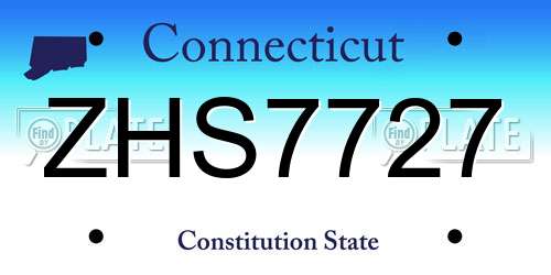 ZHS7727 Connecticut License Plate