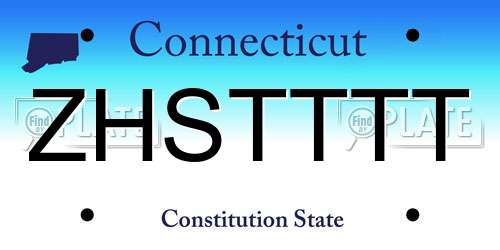 ZHSTTTT Connecticut License Plate