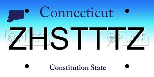 ZHSTTTZ Connecticut License Plate
