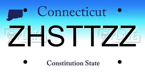 ZHSTTZZ Connecticut License Plate