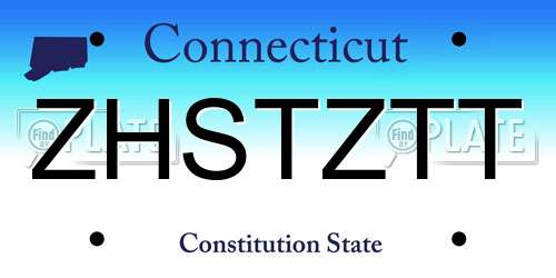 ZHSTZTT Connecticut License Plate