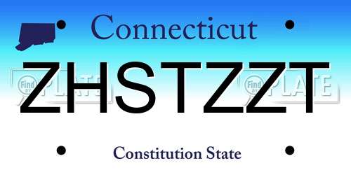 ZHSTZZT Connecticut License Plate