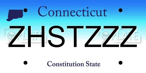 ZHSTZZZ Connecticut License Plate