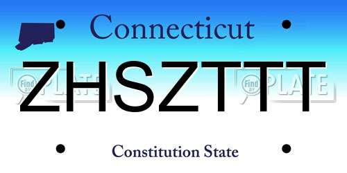 ZHSZTTT Connecticut License Plate