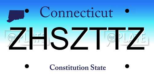 ZHSZTTZ Connecticut License Plate