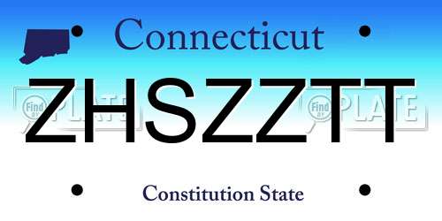 ZHSZZTT Connecticut License Plate