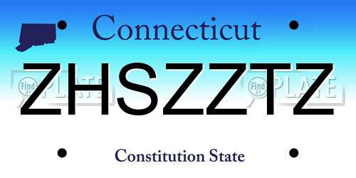 ZHSZZTZ Connecticut License Plate