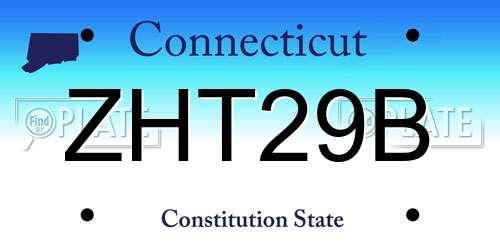 ZHT29B Connecticut License Plate