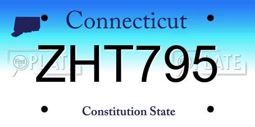 ZHT795 Connecticut License Plate