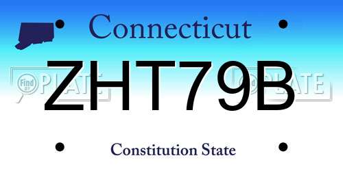 ZHT79B Connecticut License Plate