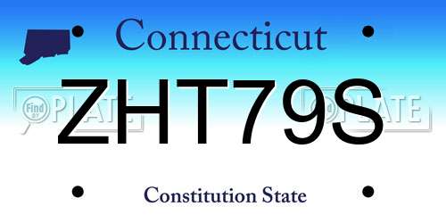 ZHT79S Connecticut License Plate