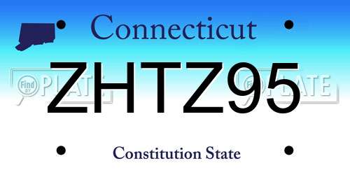 ZHTZ95 Connecticut License Plate