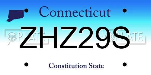 ZHZ29S Connecticut License Plate
