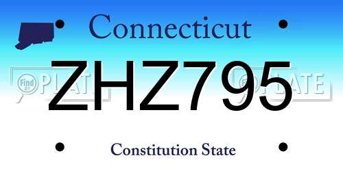 ZHZ795 Connecticut License Plate