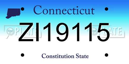 ZI19115 Connecticut License Plate