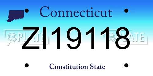 ZI19118 Connecticut License Plate