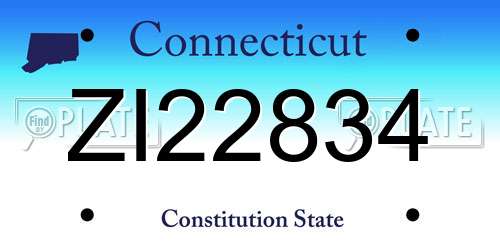 ZI22834 Connecticut License Plate