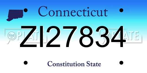 ZI27834 Connecticut License Plate