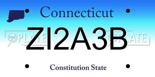 ZI2A3B Connecticut License Plate
