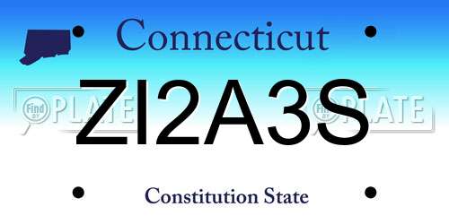 ZI2A3S Connecticut License Plate