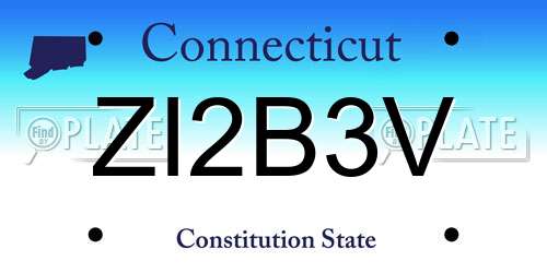 ZI2B3V Connecticut License Plate