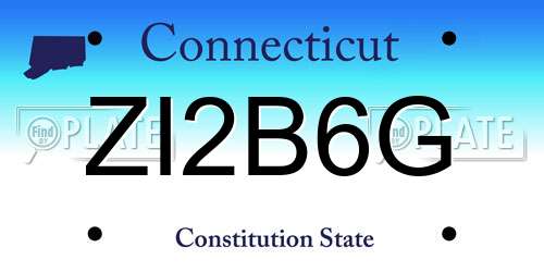 ZI2B6G Connecticut License Plate