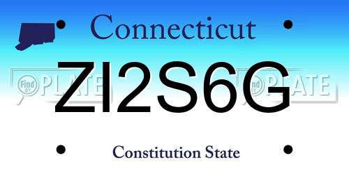 ZI2S6G Connecticut License Plate