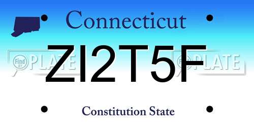 ZI2T5F Connecticut License Plate